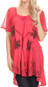 Sakkas Albina Island Blusa / Top con mangas casquillo y bordado de ajuste relajado