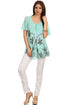 Sakkas Albina Island Blusa / Top con mangas casquillo y bordado de ajuste relajado