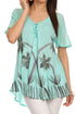 Sakkas Albina Island Blusa / Top con mangas casquillo y bordado de ajuste relajado
