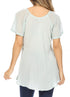 Sakkas Albina Island Blusa / Top con mangas casquillo y bordado de ajuste relajado