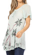 Sakkas Albina Island Blusa / Top con mangas casquillo y bordado de ajuste relajado