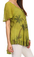 Sakkas Albina Island Blusa / Top con mangas casquillo y bordado de ajuste relajado