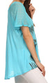 Sakkas Albina Island Blusa / Top con mangas casquillo y bordado de ajuste relajado