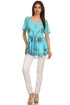 Sakkas Albina Island Blusa / Top con mangas casquillo y bordado de ajuste relajado