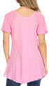 Sakkas Albina Island Blusa / Top con mangas casquillo y bordado de ajuste relajado