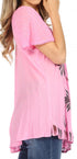 Sakkas Albina Island Blusa / Top con mangas casquillo y bordado de ajuste relajado