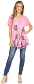 Sakkas Albina Island Blusa / Top con mangas casquillo y bordado de ajuste relajado