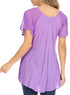 Sakkas Albina Island Blusa / Top con mangas casquillo y bordado de ajuste relajado