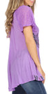 Sakkas Albina Island Blusa / Top con mangas casquillo y bordado de ajuste relajado