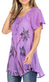 Sakkas Albina Island Blusa / Top con mangas casquillo y bordado de ajuste relajado