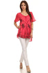Sakkas Albina Island Blusa / Top con mangas casquillo y bordado de ajuste relajado