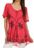 Sakkas Albina Island Blusa / Top con mangas casquillo y bordado de ajuste relajado