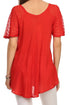 Sakkas Albina Island Blusa / Top con mangas casquillo y bordado de ajuste relajado