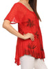 Sakkas Albina Island Blusa / Top con mangas casquillo y bordado de ajuste relajado