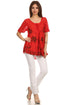 Sakkas Albina Island Blusa / Top con mangas casquillo y bordado de ajuste relajado