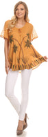 Sakkas Albina Island Blusa / Top con mangas casquillo y bordado de ajuste relajado