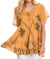 Sakkas Albina Island Blusa / Top con mangas casquillo y bordado de ajuste relajado