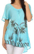Sakkas Albina Island Blusa / Top con mangas casquillo y bordado de ajuste relajado