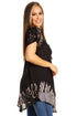 Sakkas Cora Relaxed Fit Batik Design Embroidery Cap Sleeves Blouse / Top