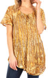 Sakkas Zoya Marbled Embroidery  Cap Sleeves Blouse / Top