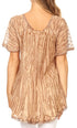 Sakkas Zoya Marbled Embroidery  Cap Sleeves Blouse / Top