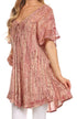 Sakkas Zoya Marbled Embroidery  Cap Sleeves Blouse / Top
