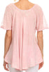 Sakkas Zoya Marbled Embroidery  Cap Sleeves Blouse / Top