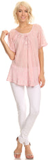 Sakkas Zoya Marbled Embroidery  Cap Sleeves Blouse / Top