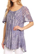 Sakkas Zoya Marbled Embroidery  Cap Sleeves Blouse / Top