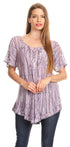 Sakkas Zoya Marbled Embroidery  Cap Sleeves Blouse / Top