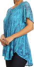 Sakkas Zoya Marbled Embroidery  Cap Sleeves Blouse / Top