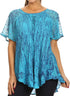 Sakkas Zoya Marbled Embroidery  Cap Sleeves Blouse / Top