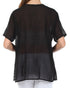 Sakkas Button Down Embroidered Short Sleeve Semi-Sheer Gauzy Cotton Top / Blouse