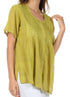 Sakkas Button Down Embroidered Short Sleeve Semi-Sheer Gauzy Cotton Top / Blouse