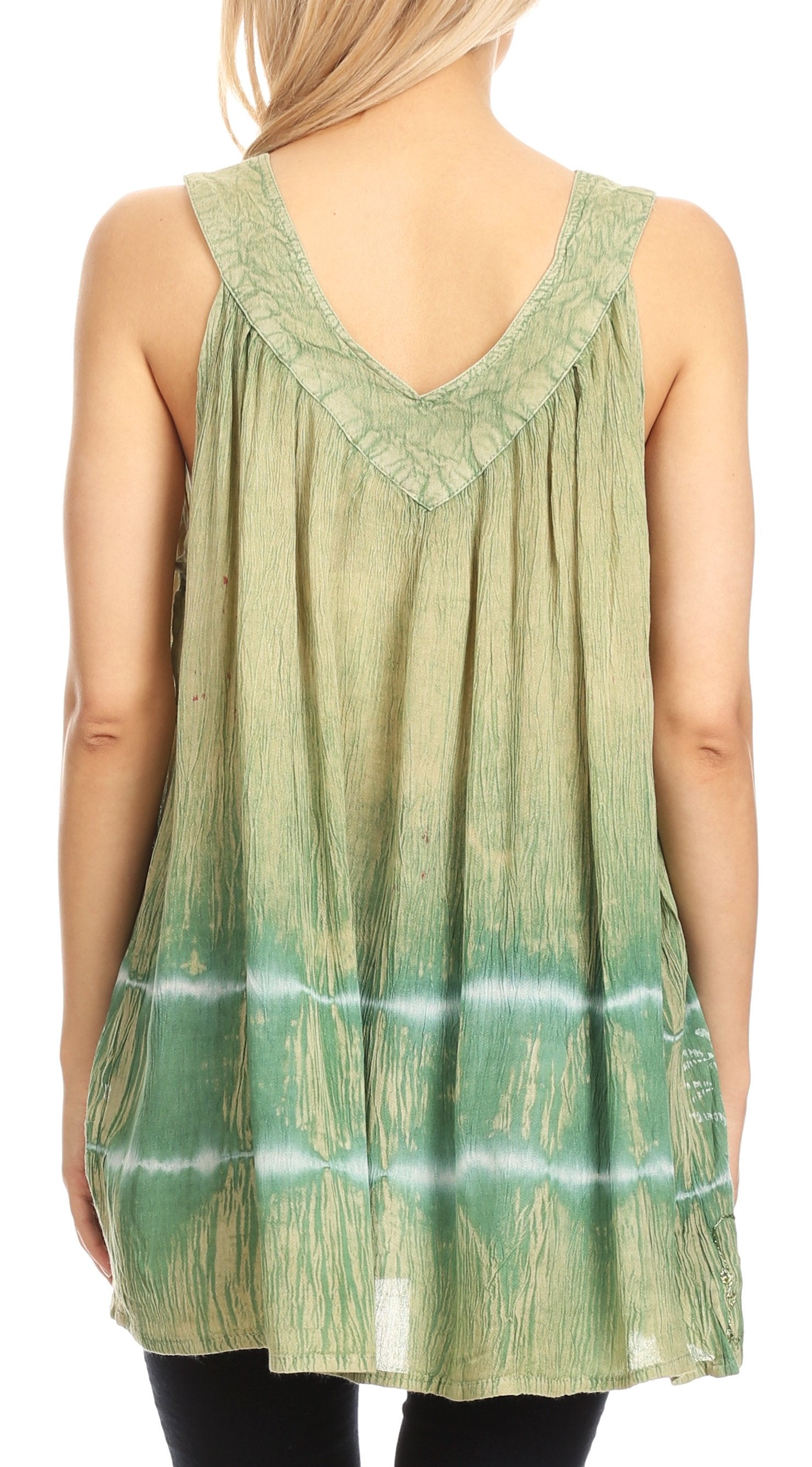 Sakkas Ruth Top batik sin mangas con cuello en V y corte relajado con lentejuelas bordadas