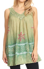 Sakkas Ruth Top batik sin mangas con cuello en V y corte relajado con lentejuelas bordadas