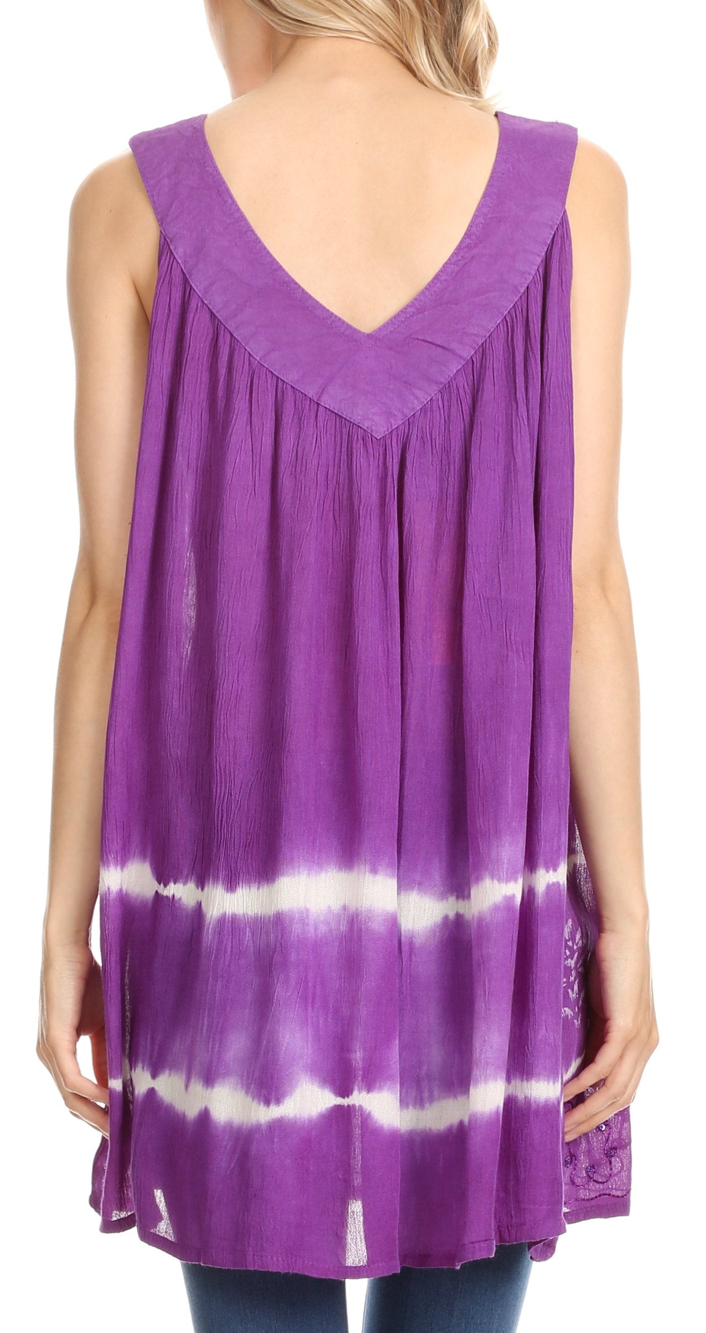Sakkas Ruth Top batik sin mangas con cuello en V y corte relajado con lentejuelas bordadas