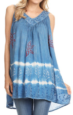 Sakkas Ruth Top batik sin mangas con cuello en V y corte relajado con lentejuelas bordadas