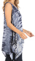 Sakkas Marin Women's Sleeveless Loose Boho Casual Tank Top Blouse Tie-dye & Batik