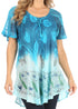 Sakkas Petra Women's Casual Loose Flared Corset Short Sleeve Lace Blouse Top Tunic