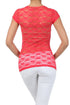 Sakkas Stretch Floral Lace Cap Sleeve Tunic Length Tee - Made in USA