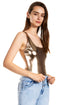 Sakkas Women's Gymnastics Dance Party Metallic Bodysuit Leotard Top Made in USA