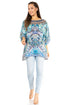 Sakkas Marina Floral Women's Blouse - Short Sleeve Tunic