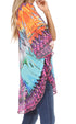 Sakkas Sloane Women's Printed V Neck Loose Fit Casual Circle Top Blouse with Ties