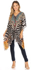Stylish Rhinestone Lace-Up V-Neck Women's Caftan Poncho Cover-Up by Sakkas Aymee