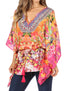 Blusa estilo bohemio de manga corta con cuello en V y estilo informal de gran tamaño para mujer de Sakkas Danis