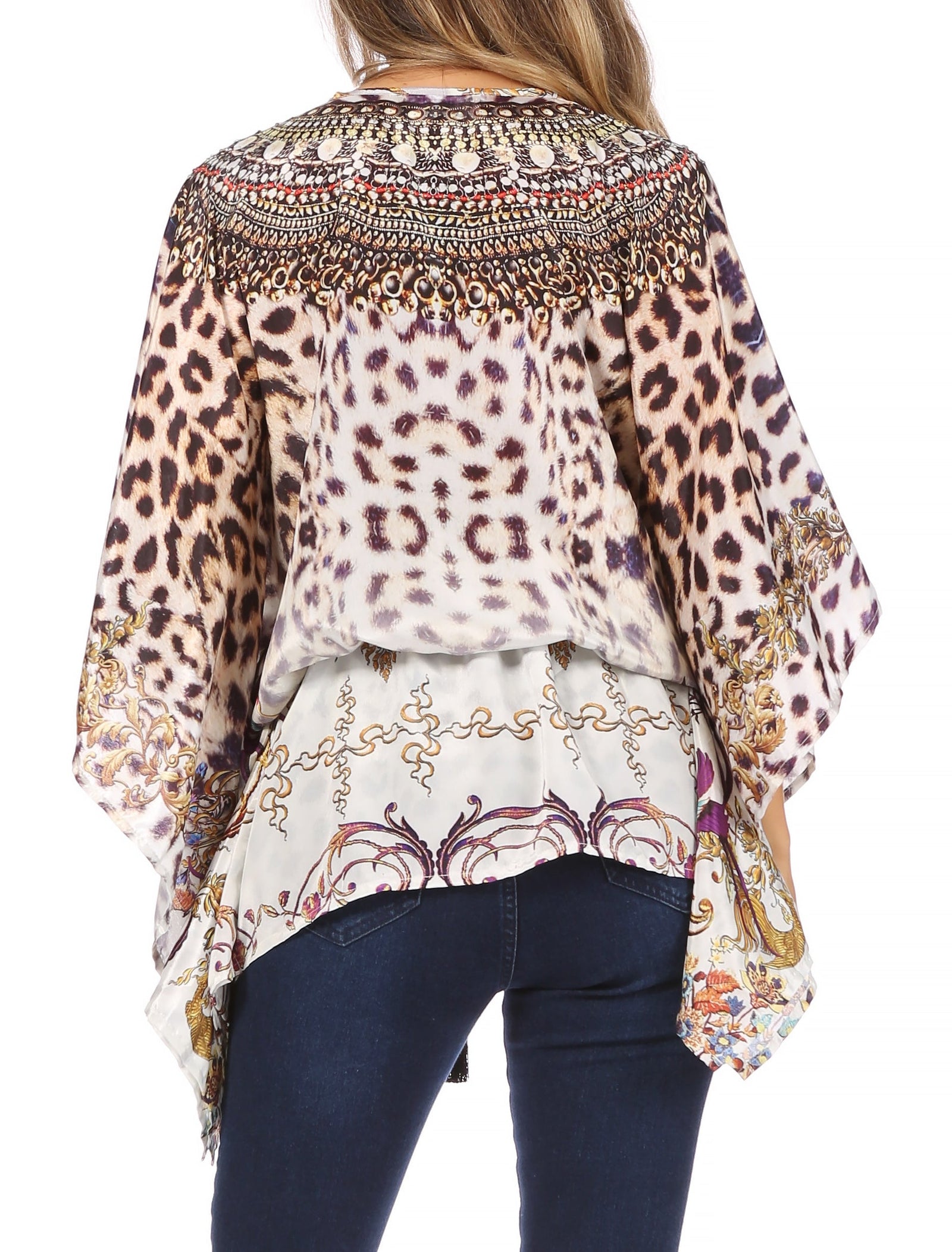 Blusa estilo bohemio de manga corta con cuello en V y estilo informal de gran tamaño para mujer de Sakkas Danis