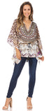 Blusa estilo bohemio de manga corta con cuello en V y estilo informal de gran tamaño para mujer de Sakkas Danis
