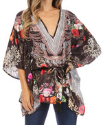 Blusa estilo bohemio de manga corta con cuello en V y estilo informal de gran tamaño para mujer de Sakkas Danis