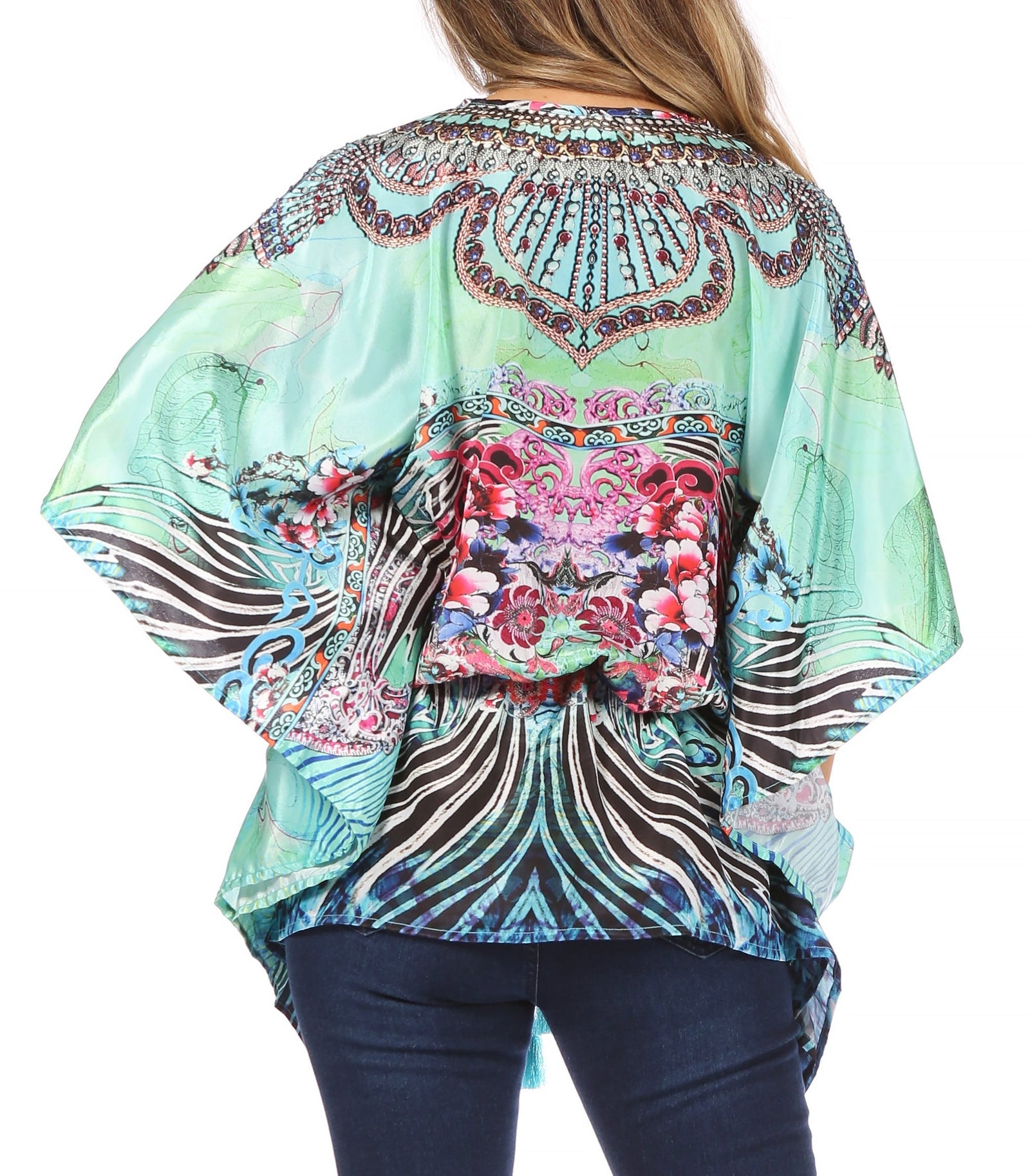 Blusa estilo bohemio de manga corta con cuello en V y estilo informal de gran tamaño para mujer de Sakkas Danis